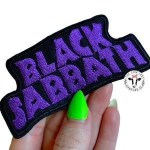 Black Sabbath Iron On Patch Heavy Metal Rock Music Purple Black Embroidered NEW